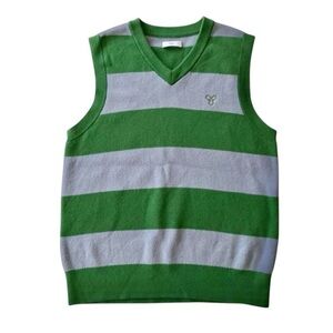 Aritzia TNA Green & Grey Striped Sweater Vest